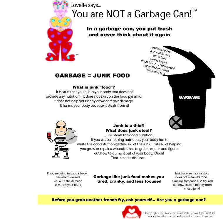 You are not a garbage can! from the HeartMark heart hand nutrition lectures in 2008 and later