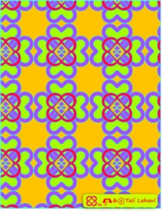 The original Planet Heart design in 2d in repeat pattern with one insight symbol in each center